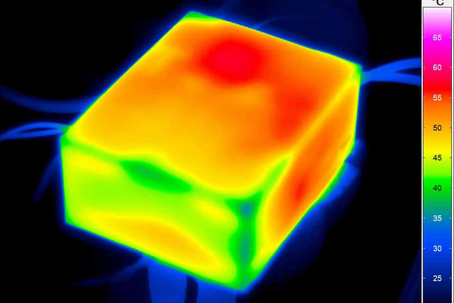 Thermogramm des Prototyps eines an der Universität Stuttgart entwickelten Ladegerätes für E-Bikes