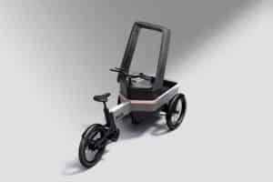 Per Wing-Technologie hochklappbarer Kragen am E-Cargobike Mate SUV