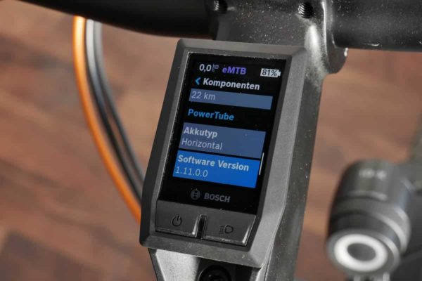 Anzeige im Display Kiox für einen horizontalen Bosch PowerTube E-Bike-Akku