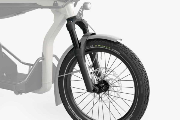 Federgabel Sr Suntour Mobie34 mit 80 Millimeter Federweg am E-Lastenfahrrad Ca Go CS