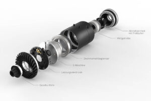 E-Bike-Motor ZF Centrix in der Explosionsdarstellung