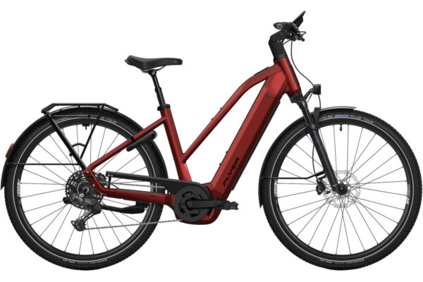 E-Bike Flyer Gotour in der Farbe Jaspis Red Gloss mit Trapezrahmen